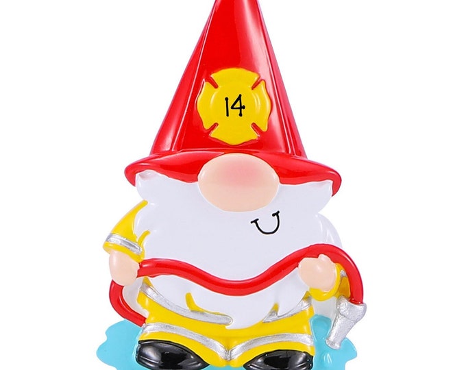Personalized Firefighter Ornament – 2025 Gnome Fireman Christmas Ornament – First Responder Gift – Custom Name Ornament For Firefighter