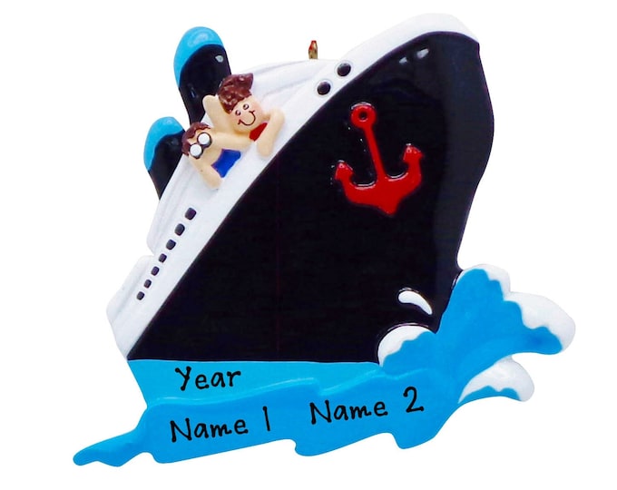 Personalized Couple Ornament - Cruise Ship Ornament, Christmas Vacation Couple, Honeymoon Couple Gift, 2025 Personalized Christmas Ornament