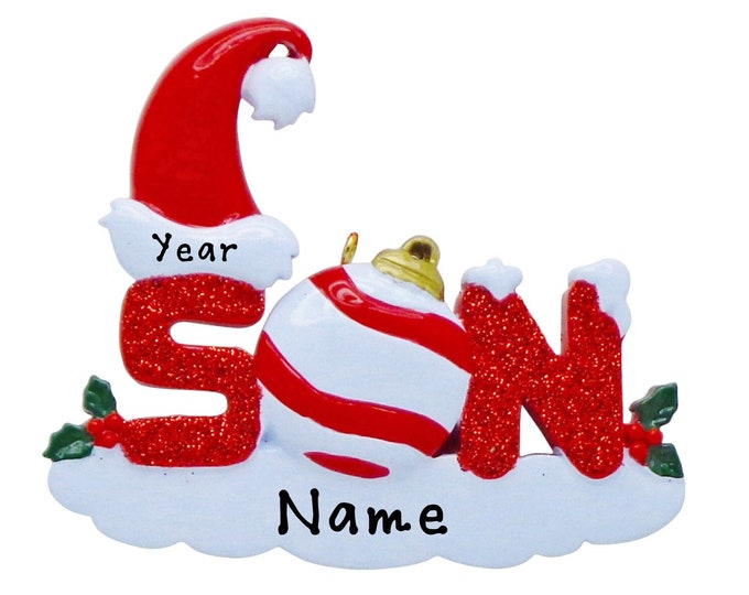 Personalized Son Ornament / Favorite Son Christmas Ornament / Ornament With Name / Personalized Christmas Ornament For Son / Santa Hat
