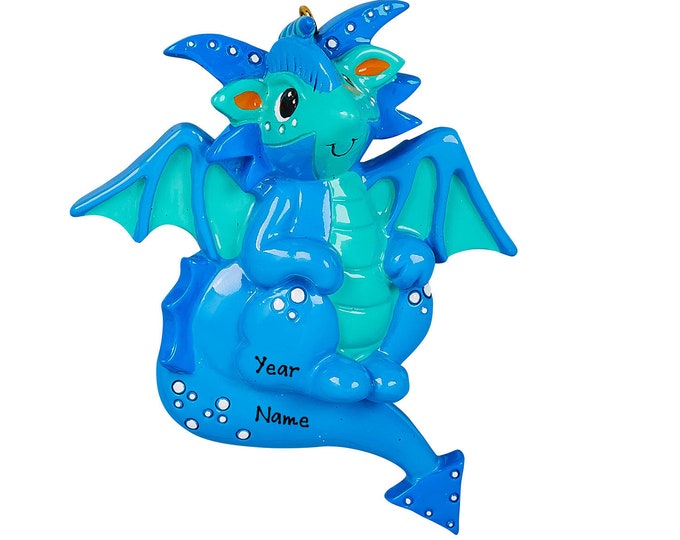 Dragon Christmas Ornament, Personalized Blue Dragon Christmas Ornament, Gift For Kids, Personalized Gift With Toddler's Name, Keepsake Gift