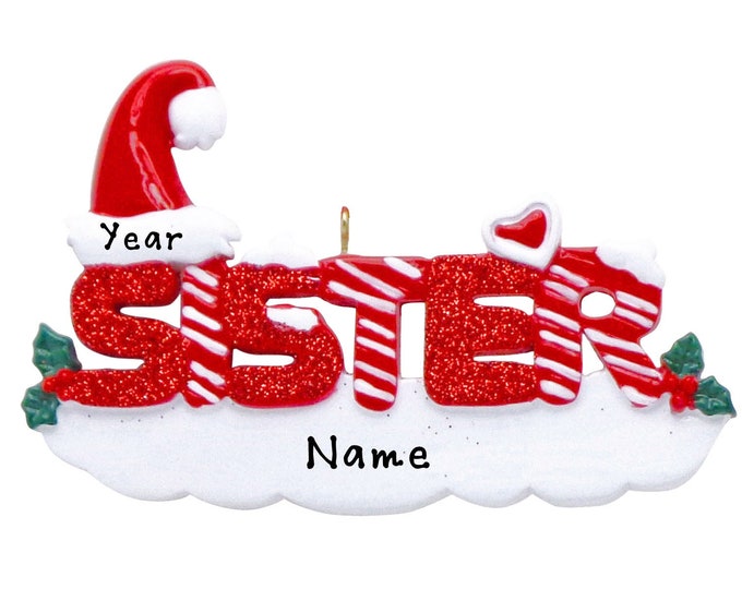 Sister Christmas Ornament - Personalized Big Sister Ornament - Glitter Ornament - Best Friend Ornament - Personalized Christmas Ornament