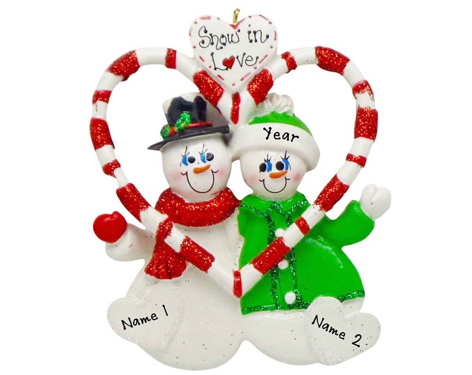 Snow Couple Christmas Ornament - First Christmas Married Ornament Newly Engaged Couple Newlywed Gift Personalized Gift For Snowman Couple