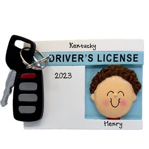 Personalized New Driver Ornament, Driver&#39;s License Christmas Ornament Gift For Teenage Boy, Custom Learner&#39;s Permit Ornament With Boy&#39;s Name