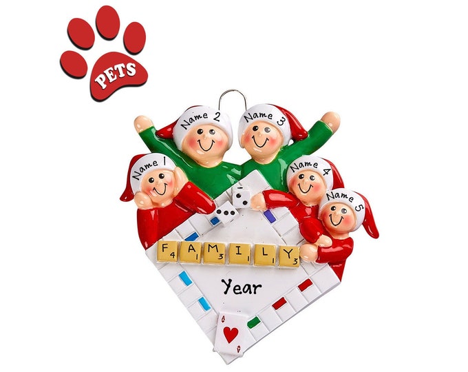 Board Game Ornament - Game Night Family of 5 Ornament - Family Game Night Ornament - Game Night Gifts -  2025 Family Christmas Ornament
