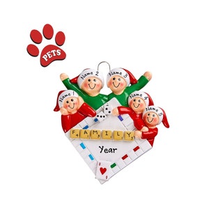 Board Game Ornament - Game Night Family of 5 Ornament - Family Game Night Ornament - Game Night Gifts -  2023 Family Christmas Ornament