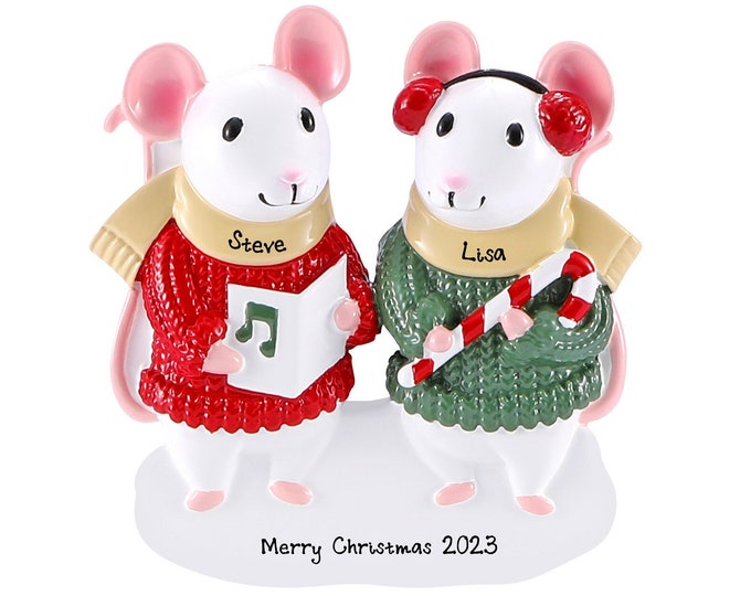 2025 Family Christmas Ornament - Personalized Whimsical Mouse Couple Christmas Ornament, Cute Woodland Animals, Personalized Gift With Names