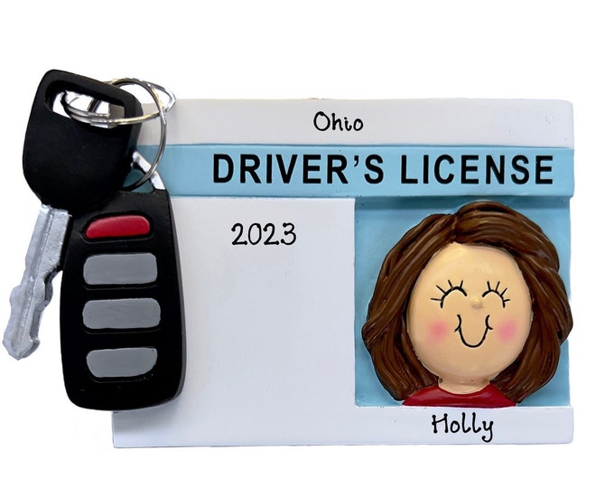 Personalized New Driver Ornament - Driver's License Christmas Ornament, Custom Gift For Teenage Girl, Learner's Permit Ornament With Name