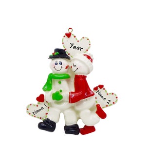 Personalized Couple Ornament - Snow In Love Christmas Couple, Mistletoe Kisses, Love You Forever Ornament, Personalized Snowman Couple