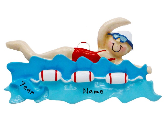 Girl Swimmer Ornament - Marathon Swimmer Ornament - Custom Swimmer Ornament - Swim Girl Gift - Personalized Gift For Swim Team, Swim Decor