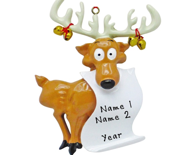Reindeer Christmas Ornament - Personalized Reindeer Ornament - Holiday Ornament With Name - Personalized Gift For Kids - Christmas Ornament