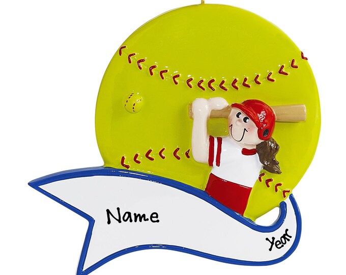 Softball Ornament - Personalized Girl Softball Player Christmas Ornament, Gift For Softball Team, Girl Loves Softball, Custom Gift With Name