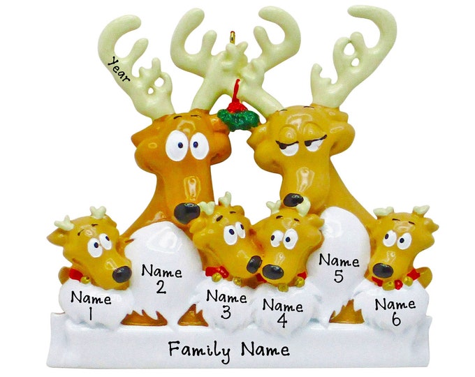 Family of 6 Christmas Ornament Personalized 2023 - Reindeer Family of 6 Christmas Ornament - Custom Christmas Ornament Gift For Grandparents