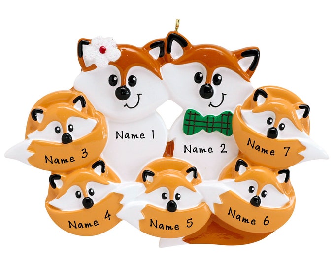 Fox Christmas Ornament - Personalized Fox Family of 7 Christmas Ornament 2023 Family Christmas Ornament With Name Personalized Family Gift