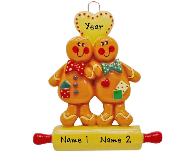Couple Christmas Ornament - Gingerbread  Man Ornament - Couple Baking, Gingerbread Man Ornament, Custom Couple Ornament, Ornament With Names