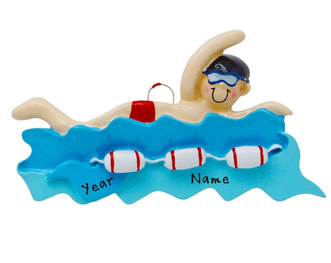 Boy Swimmer Ornament - Marathon Swimmer Ornament - Custom Swimmer Ornament - Swim Boy Gift - Personalized Gift For Swim Team, Swim Decor