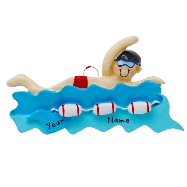 Boy Swimmer Ornament - Marathon Swimmer Ornament - Custom Swimmer Ornament - Swim Boy Gift - Personalized Gift For Swim Team, Swim Decor