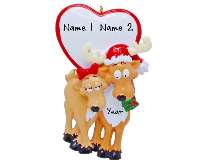 Personalized Couple Ornament - Couple of Sweethearts, Reindeer Couple Christmas Ornament, Reindeer Christmas Decor, Cute Gift For Couples