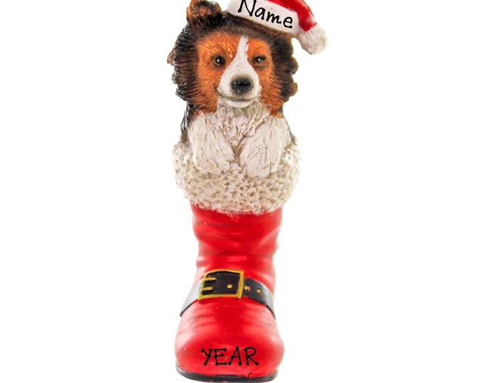 Shetland Sheepdog Dog Ornament - New Christmas Puppy In Santa Boot Ornament, Pet Memorial Ornament - Dog Ornament Personalized 2025, New Dog