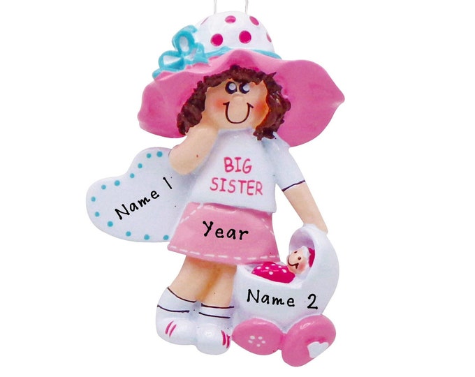 Big Sister Custom Ornament - Personalized Sister Gift, Gift For Little Sister, Baby Sister Ornament, Custom Sibling Ornament For Toddler
