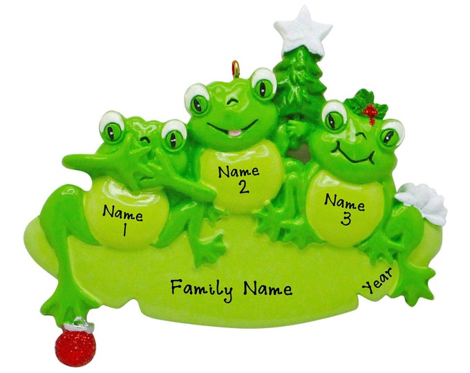Frog Family of 3 Christmas Ornament 2024 - Personalized Family Christmas Ornament - Custom Family of Three Ornament With Names, Family Gift