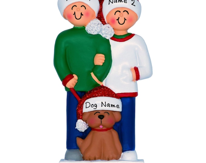 Couple With Dog Christmas Ornament Personalized - 2025 Couple Christmas Ornament - Our First Christmas as New Dog Parents