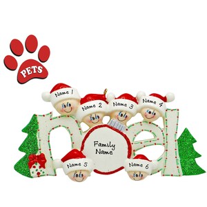 Family Christmas Ornament Personalized 2024 -  Grandkids Christmas Ornament - Family 6 Ornament - Gift For Grandparents - Add a Pet, Add Dog