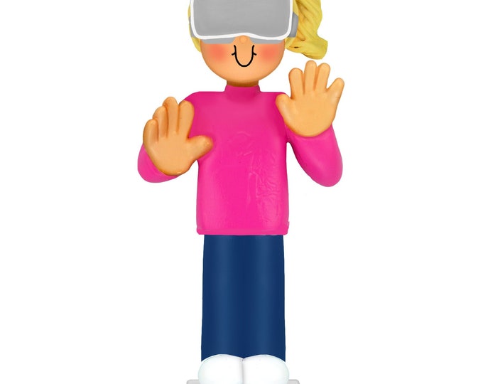 VR Gamer Ornament - Personalized VR Gamer Gifts 2025 Virtual Reality Gaming Ornament Custom VR Headset Gift For Brunette Teenage Video Gamer
