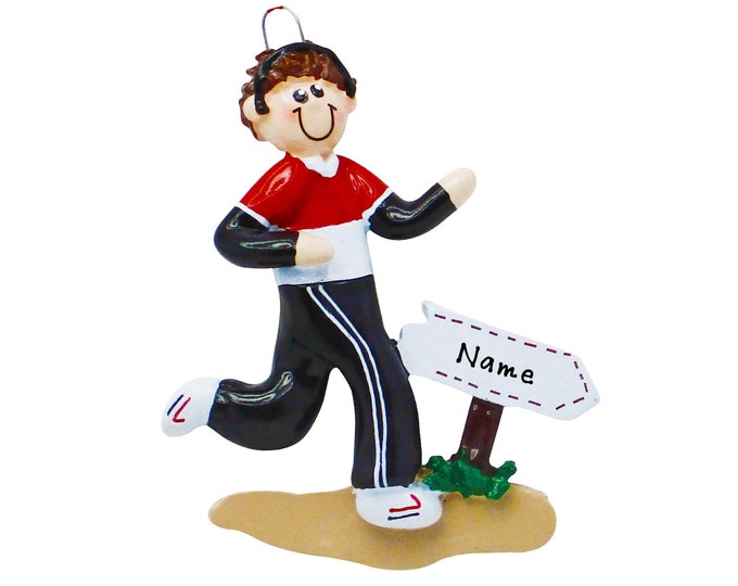 Jogger Ornament - Boy Running Ornament - Marathon Runner Ornament - Personalized Runner Christmas Ornament - Custom Gift For Joggers
