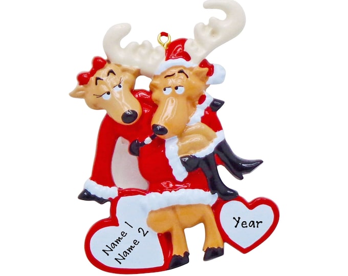 Reindeer Couple Ornament - 2025 Our First Christmas as Mr & Mrs Ornament, Custom Reindeer Couple Christmas Ornament Personalized, Be My Deer