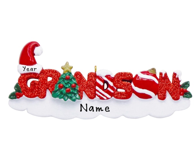 Grandson Christmas Ornament - Grandson's First Christmas Ornament - Gift For Grandson - Personalized Christmas Ornament With Name