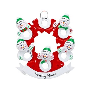 Snowman Family of 5 Christmas Ornament - 2023 Personalized Family Christmas Ornament With Grandkids Names - Grandparents Five Grandchildren