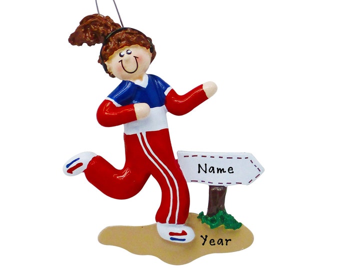 Jogger Ornament - Girl Running Ornament - Marathon Runner Ornament - Personalized Runner Christmas Ornament - Custom Gift For Joggers