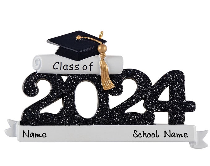 Graduation Ornament 2024 - Custom High School Graduation Ornament - College, Masters, Class of 2024 Graduation, Personalized Graduate Gift