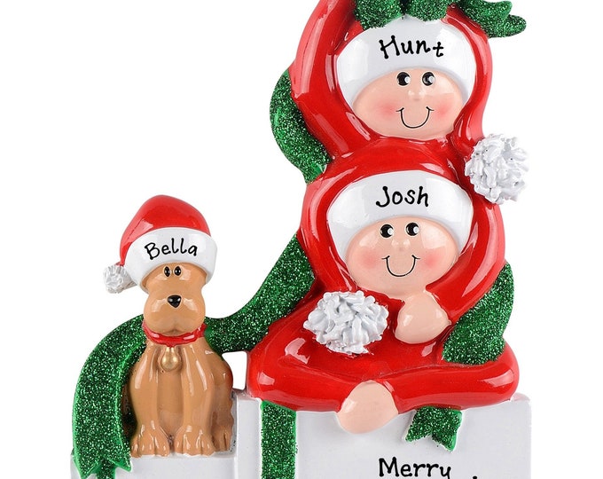 Personalized Couple With Dog Ornament - Dog And Couple Christmas Ornament - Our First Christmas as Dog Parents, Couple With Tan Dog Ornament