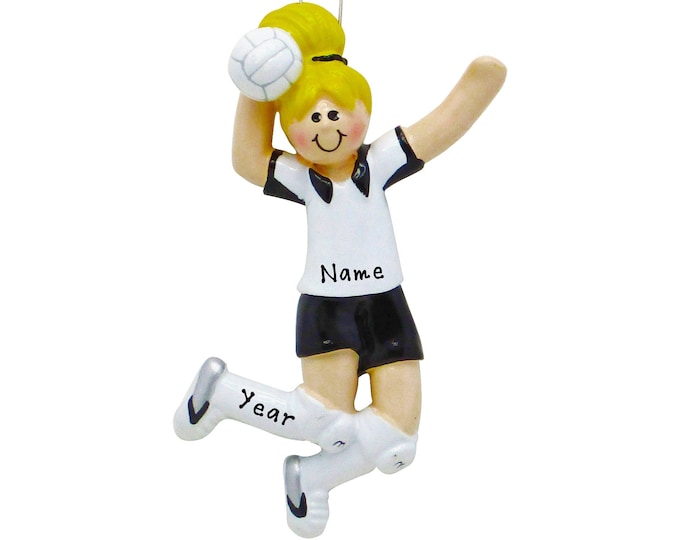Volleyball Ornament - Personalized Blonde Girl Volleyball Player Christmas Ornament - Volley Ball Ornament With Team Name - Volleyball Gift