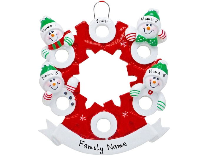 Snowman Family Ornament - Family Christmas Ornament - Family of 4 Ornament - Our Grandkids - Grandparents Personalized Christmas Ornament