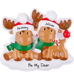 Moose Couple Personalized Christmas Ornament - Custom Woodland Animals Ornament - Our 1st Christmas as a Family of Two Personalized Ornament