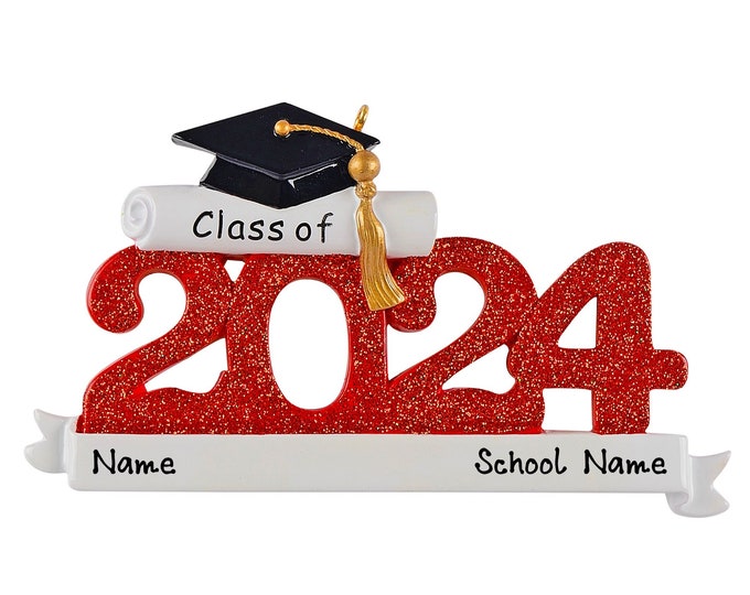 Graduation Ornament 2024 - Custom High School Graduation Ornament - College, Masters, Class of 2024 Graduation, Personalized Graduate Gift