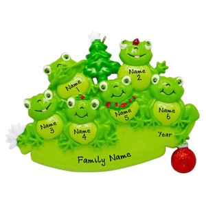Frog Family of 6 Christmas Ornament 2023 - Personalized Family Christmas Ornament - Custom Family of Six Ornament With Names - Grandparents
