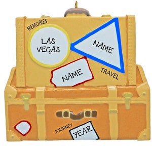 Custom Travel Ornament - Suitcase Ornament With Name, Carry On Luggage Ornament, Personalized Travel Case Vacation Ornament, World Travelers