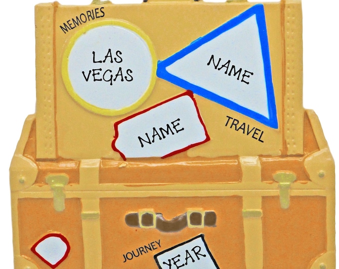 Custom Travel Ornament - Suitcase Ornament With Name, Carry On Luggage Ornament, Personalized Travel Case Vacation Ornament, World Travelers