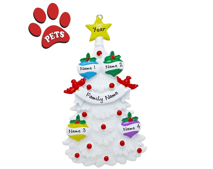 Family of 4 Christmas Ornament - Grandkids Christmas Ornament 2024 - Family Decorating Christmas Tree - Personalized Gift For Grandparent