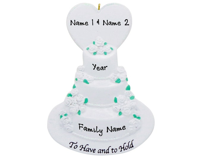 Wedding Cake Ornament - Personalized Gift, Couple Gift, Custom Wedding Gift, Custom Ornament, Wedding Couple Sign, Custom Wedding Gift