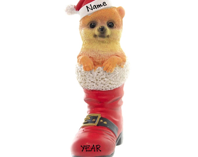 Pomeranian Dog Ornamen - New Christmas Puppy In Santa Boot Ornament, Pet Memorial Ornament - Dog Ornament Personalized 2025 - New Dog Mom