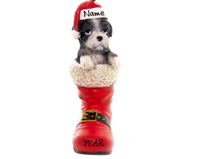 Shih Tzu Dog Ornament - New Christmas Puppy In Santa Boot Ornament, Pet Memorial Ornament - Dog Ornament Personalized 2025 New Dog Mom Gift