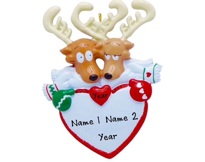 Personalized Couple Ornament - Reindeer Couple Christmas Ornament, Reindeer Ornament, Couple Christmas Ornament, Reindeer Christmas Ornament