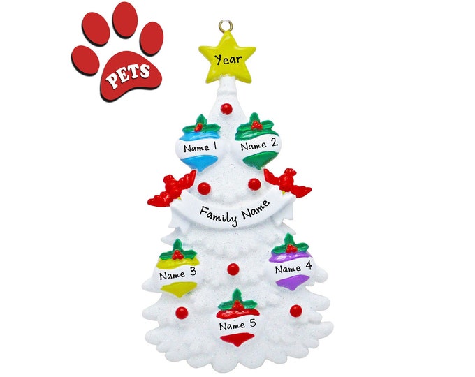 Family of 5 Christmas Ornament - Grandkids Christmas Ornament 2024 - Family Decorating Christmas Tree - Personalized Gift For Grandparents