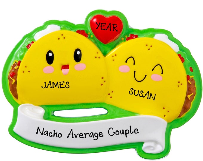 Taco Couple Christmas Ornament Personalized 2023 Taco Family of 2 Couple Ornament, Taco Lovers Keepsake, Taco Tuesday Custom Family Gift