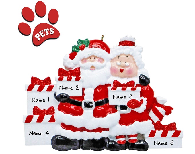 Personalized Family of 5 - Grandparents Christmas Ornament Personalized Family of 5 Grandkids and Grandparents Christmas Ornament With Name