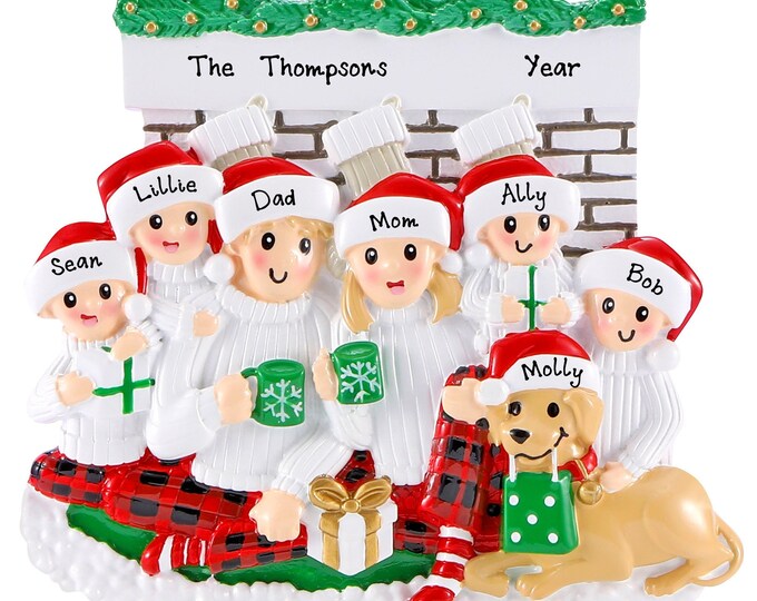 Family of 6 Christmas Ornament 2025 Personalized Family Ornament With Dog Ornament With Names Custom Family of Six Christmas Ornament Gift